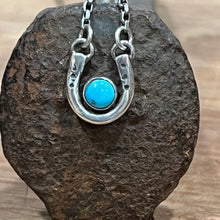 Kingman Turquoise Sterling Horse Shoe Necklace