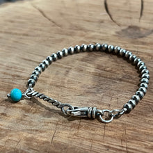 Navajo Pearl Kingman Turquoise Twisted Sterling Bar Bracelet