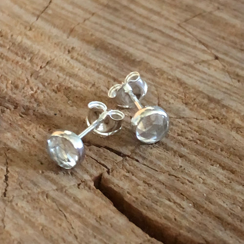 Bezel Set White Topaz Earrings