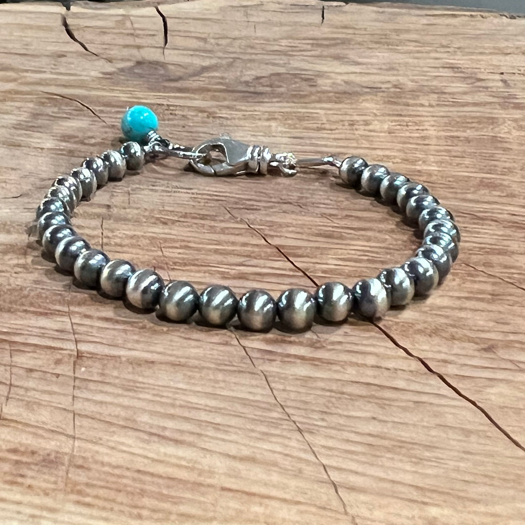 Navajo Pearl Kingman Turquoise Charm Bracelet