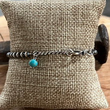 Navajo Pearl Kingman Turquoise Twisted Sterling Bar Bracelet