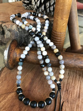 Bamboo Leaf Agate & Hill Tribe Silver Beaded Necklace