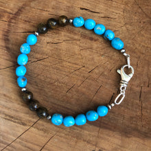 Sleeping Beauty Turquoise, Bronzite and Navajo Pearl Bracelet