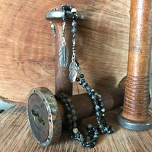 Black Silver Leaf Jasper Feather Lariat