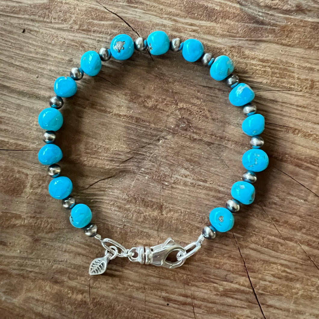 Sleeping Beauty Turquoise Navajo Pearl Bracelet