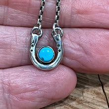 Kingman Turquoise Sterling Horse Shoe Necklace