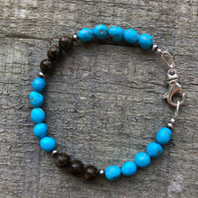 Sleeping Beauty Turquoise, Bronzite and Navajo Pearl Bracelet