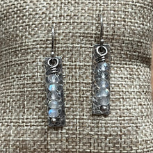 Labradorite Hammered Sterling Silver Earrings