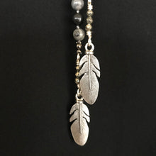 Black Silver Leaf Jasper Feather Lariat