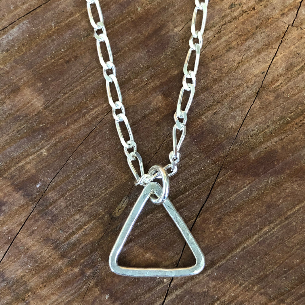 Sterling Silver Triangle Necklace With Figaro Chain