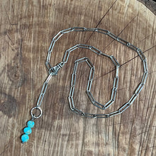 Paperclip Chain Kingman Turquoise Lariat