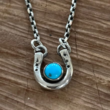 Kingman Turquoise Sterling Horse Shoe Necklace