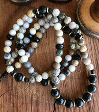 Bamboo Leaf Agate & Hill Tribe Silver Beaded Necklace
