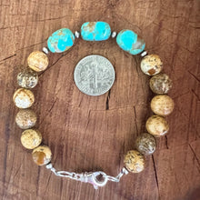Kingman Turquoise Picture Jasper Navajo Pearl Bracelet