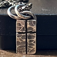 Hammered and Stamped Sterling Cross Necklace