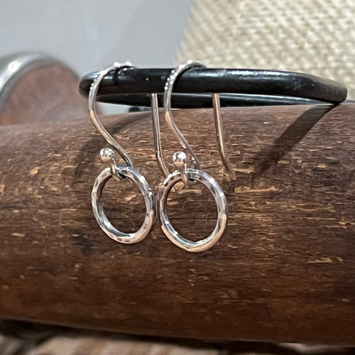 Hammered Sterling Circle Earrings