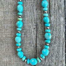 Kingman Turquoise Navajo Pearl Paperclip Chain Necklace