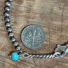 Navajo Pearl Kingman Turquoise Twisted Sterling Bar Bracelet