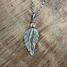 Sterling and 14K Feather Necklace