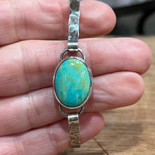 Kingman Turquoise Hammered Sterling Bangle Bracelet