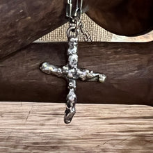 Melted Sterling Silver Cross Necklace